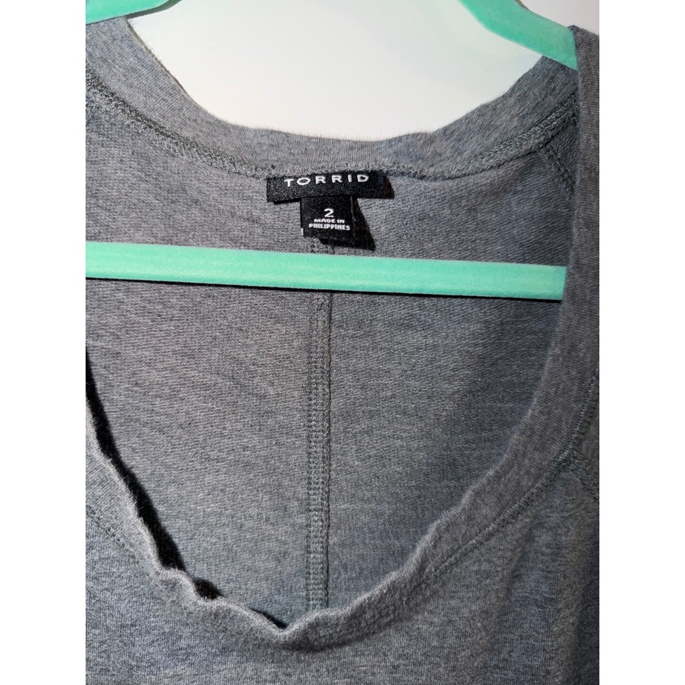 Torrid Womens Plus‎ Size 2 Grey Long Sleeve Scoop Neck Sweatshirt Tunic Dress - Picture 2 of 6